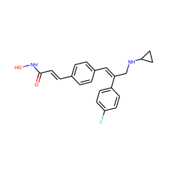 O=C(/C=C/c1ccc(/C=C(/CNC2CC2)c2ccc(F)cc2)cc1)NO ZINC000059282970