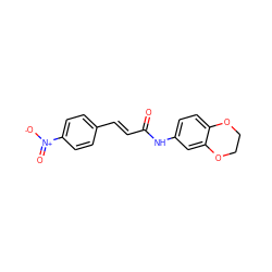 O=C(/C=C/c1ccc([N+](=O)[O-])cc1)Nc1ccc2c(c1)OCCO2 ZINC000000468943