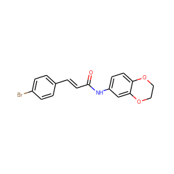 O=C(/C=C/c1ccc(Br)cc1)Nc1ccc2c(c1)OCCO2 ZINC000000996227