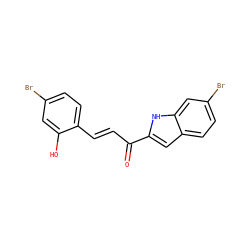 O=C(/C=C/c1ccc(Br)cc1O)c1cc2ccc(Br)cc2[nH]1 ZINC001772593210