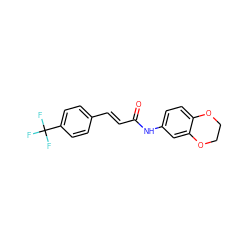 O=C(/C=C/c1ccc(C(F)(F)F)cc1)Nc1ccc2c(c1)OCCO2 ZINC000007598809