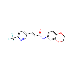 O=C(/C=C/c1ccc(C(F)(F)F)nc1)Nc1ccc2c(c1)OCCO2 ZINC000013606943