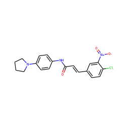 O=C(/C=C/c1ccc(Cl)c([N+](=O)[O-])c1)Nc1ccc(N2CCCC2)cc1 ZINC000001164868