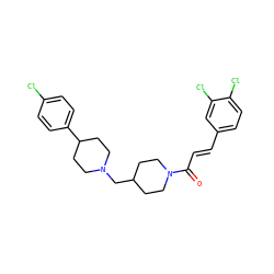 O=C(/C=C/c1ccc(Cl)c(Cl)c1)N1CCC(CN2CCC(c3ccc(Cl)cc3)CC2)CC1 ZINC000028957827