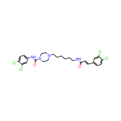 O=C(/C=C/c1ccc(Cl)c(Cl)c1)NCCCCCCN1CCN(C(=O)Nc2ccc(Cl)c(Cl)c2)CC1 ZINC000036177570