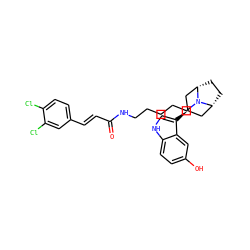 O=C(/C=C/c1ccc(Cl)c(Cl)c1)NCCCCCN1[C@H]2CC[C@@H]1C[C@@H](c1c[nH]c3ccc(O)cc13)C2 ZINC000253708457