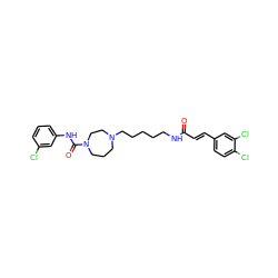 O=C(/C=C/c1ccc(Cl)c(Cl)c1)NCCCCCN1CCCN(C(=O)Nc2cccc(Cl)c2)CC1 ZINC000036177586