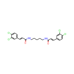 O=C(/C=C/c1ccc(Cl)c(Cl)c1)NCCCCCNC(=O)/C=C/c1ccc(Cl)c(Cl)c1 ZINC000040898632