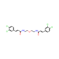 O=C(/C=C/c1ccc(Cl)c(Cl)c1)NCCOCCNC(=O)/C=C/c1ccc(Cl)c(Cl)c1 ZINC000045497772