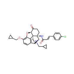 O=C(/C=C/c1ccc(Cl)cc1)N[C@@]12CCC(=O)[C@@H]3Oc4c(OCC5CC5)ccc5c4[C@@]31CCN(CC1CC1)[C@@H]2C5 ZINC000027092498