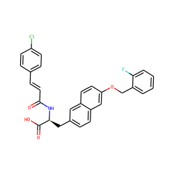 O=C(/C=C/c1ccc(Cl)cc1)N[C@@H](Cc1ccc2cc(OCc3ccccc3F)ccc2c1)C(=O)O ZINC000072178684