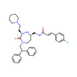 O=C(/C=C/c1ccc(Cl)cc1)NC[C@H]1CCN(CC(c2ccccc2)c2ccccc2)C(=O)[C@@H](CCN2CCCCC2)N1 ZINC000207217220