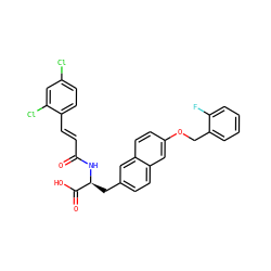 O=C(/C=C/c1ccc(Cl)cc1Cl)N[C@@H](Cc1ccc2cc(OCc3ccccc3F)ccc2c1)C(=O)O ZINC000072181207