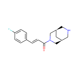 O=C(/C=C/c1ccc(F)cc1)N1C[C@@H]2CNC[C@@H](C2)C1 ZINC000103257401