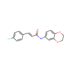 O=C(/C=C/c1ccc(F)cc1)Nc1ccc2c(c1)OCCO2 ZINC000000460042