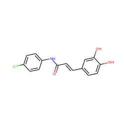 O=C(/C=C/c1ccc(O)c(O)c1)Nc1ccc(Cl)cc1 ZINC000049807872