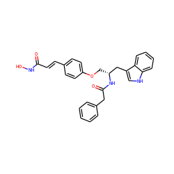 O=C(/C=C/c1ccc(OC[C@H](Cc2c[nH]c3ccccc23)NC(=O)Cc2ccccc2)cc1)NO ZINC000169311358