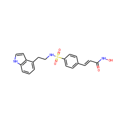 O=C(/C=C/c1ccc(S(=O)(=O)NCCc2cccc3[nH]ccc23)cc1)NO ZINC001772614096