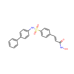 O=C(/C=C/c1ccc(S(=O)(=O)Nc2ccc(-c3ccccc3)cc2)cc1)NO ZINC000013493386