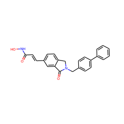 O=C(/C=C/c1ccc2c(c1)C(=O)N(Cc1ccc(-c3ccccc3)cc1)C2)NO ZINC000028951909