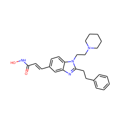 O=C(/C=C/c1ccc2c(c1)nc(CCc1ccccc1)n2CCN1CCCCC1)NO ZINC000013981299