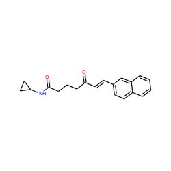 O=C(/C=C/c1ccc2ccccc2c1)CCCC(=O)NC1CC1 ZINC000064560812