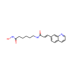 O=C(/C=C/c1ccc2cccnc2c1)NCCCCCC(=O)NO ZINC000040420873