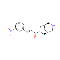 O=C(/C=C/c1cccc([N+](=O)[O-])c1)N1C[C@@H]2CNC[C@@H](C2)C1 ZINC000103257398