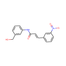 O=C(/C=C/c1cccc([N+](=O)[O-])c1)Nc1cccc(CO)c1 ZINC000070748797