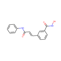 O=C(/C=C/c1cccc(C(=O)NO)c1)Nc1ccccc1 ZINC000096270257