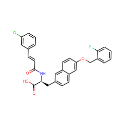 O=C(/C=C/c1cccc(Cl)c1)N[C@@H](Cc1ccc2cc(OCc3ccccc3F)ccc2c1)C(=O)O ZINC000072180705