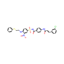 O=C(/C=C/c1cccc(Cl)c1)Nc1ccc(C(=O)NS(=O)(=O)c2ccc(NCCSc3ccccc3)c([N+](=O)[O-])c2)cc1 ZINC001772599502