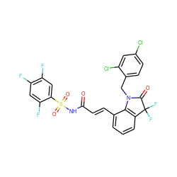 O=C(/C=C/c1cccc2c1N(Cc1ccc(Cl)cc1Cl)C(=O)C2(F)F)NS(=O)(=O)c1cc(F)c(F)cc1F ZINC000049781291