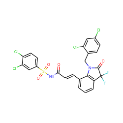 O=C(/C=C/c1cccc2c1N(Cc1ccc(Cl)cc1Cl)C(=O)C2(F)F)NS(=O)(=O)c1ccc(Cl)c(Cl)c1 ZINC000049781376