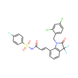 O=C(/C=C/c1cccc2c1N(Cc1ccc(Cl)cc1Cl)C(=O)C2(F)F)NS(=O)(=O)c1ccc(F)cc1 ZINC000049793770