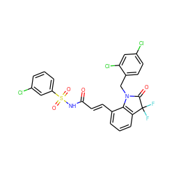 O=C(/C=C/c1cccc2c1N(Cc1ccc(Cl)cc1Cl)C(=O)C2(F)F)NS(=O)(=O)c1cccc(Cl)c1 ZINC000049802254