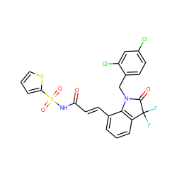 O=C(/C=C/c1cccc2c1N(Cc1ccc(Cl)cc1Cl)C(=O)C2(F)F)NS(=O)(=O)c1cccs1 ZINC000049781253