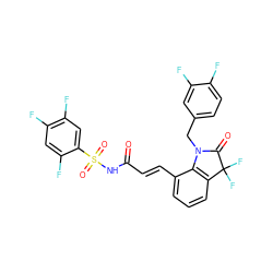 O=C(/C=C/c1cccc2c1N(Cc1ccc(F)c(F)c1)C(=O)C2(F)F)NS(=O)(=O)c1cc(F)c(F)cc1F ZINC000049802479