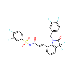 O=C(/C=C/c1cccc2c1N(Cc1ccc(F)c(F)c1)C(=O)C2(F)F)NS(=O)(=O)c1ccc(F)c(F)c1 ZINC000049802828