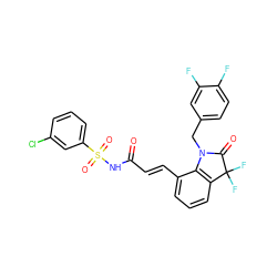 O=C(/C=C/c1cccc2c1N(Cc1ccc(F)c(F)c1)C(=O)C2(F)F)NS(=O)(=O)c1cccc(Cl)c1 ZINC000049780772