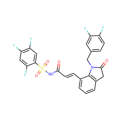 O=C(/C=C/c1cccc2c1N(Cc1ccc(F)c(F)c1)C(=O)C2)NS(=O)(=O)c1cc(F)c(F)cc1F ZINC000049780943