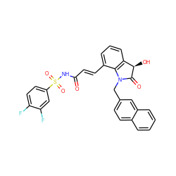 O=C(/C=C/c1cccc2c1N(Cc1ccc3ccccc3c1)C(=O)[C@@H]2O)NS(=O)(=O)c1ccc(F)c(F)c1 ZINC000049802286