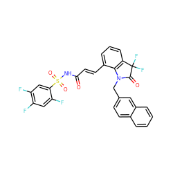 O=C(/C=C/c1cccc2c1N(Cc1ccc3ccccc3c1)C(=O)C2(F)F)NS(=O)(=O)c1cc(F)c(F)cc1F ZINC000049802906