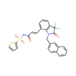 O=C(/C=C/c1cccc2c1N(Cc1ccc3ccccc3c1)C(=O)C2(F)F)NS(=O)(=O)c1cccs1 ZINC000049802274