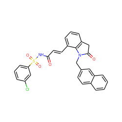 O=C(/C=C/c1cccc2c1N(Cc1ccc3ccccc3c1)C(=O)C2)NS(=O)(=O)c1cccc(Cl)c1 ZINC000049055695