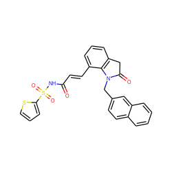 O=C(/C=C/c1cccc2c1N(Cc1ccc3ccccc3c1)C(=O)C2)NS(=O)(=O)c1cccs1 ZINC000049067521