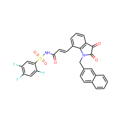 O=C(/C=C/c1cccc2c1N(Cc1ccc3ccccc3c1)C(=O)C2=O)NS(=O)(=O)c1cc(F)c(F)cc1F ZINC000049783907