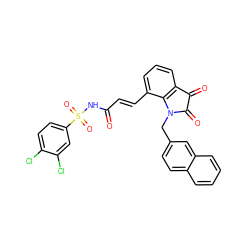 O=C(/C=C/c1cccc2c1N(Cc1ccc3ccccc3c1)C(=O)C2=O)NS(=O)(=O)c1ccc(Cl)c(Cl)c1 ZINC000049781340