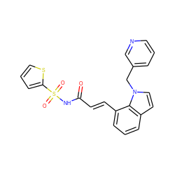 O=C(/C=C/c1cccc2ccn(Cc3cccnc3)c12)NS(=O)(=O)c1cccs1 ZINC000045315361