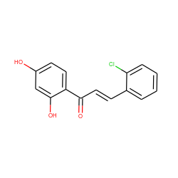 O=C(/C=C/c1ccccc1Cl)c1ccc(O)cc1O ZINC000073239842